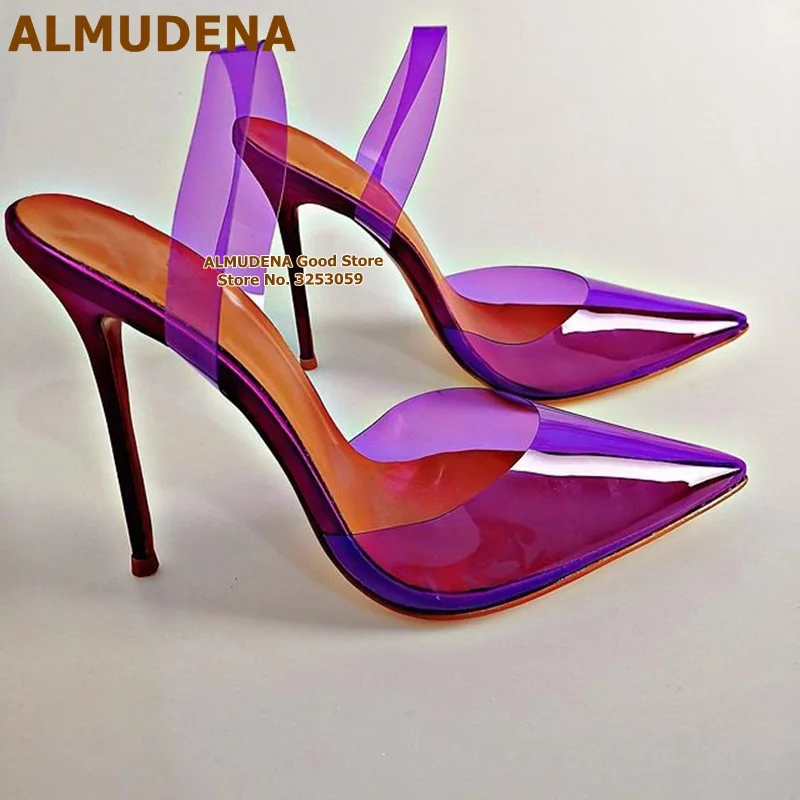 Туфли-лодочки ALMUDENA из ПВХ прозрачные розовые с острым носком | Обувь