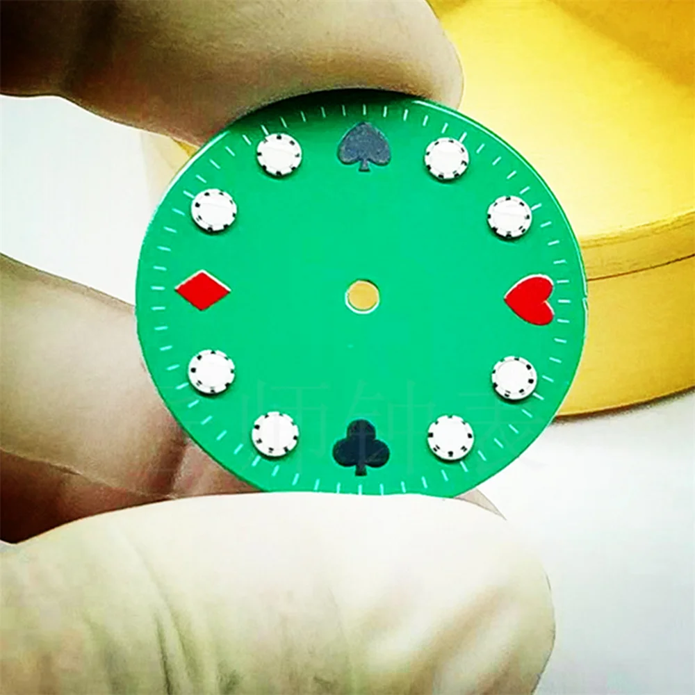 

Зеленый циферблат для часов, 29 мм, синий светящийся циферблат, без логотипа, для фотографий ETA2824-2/2836 Mingzhu 2813 S 2824/2836