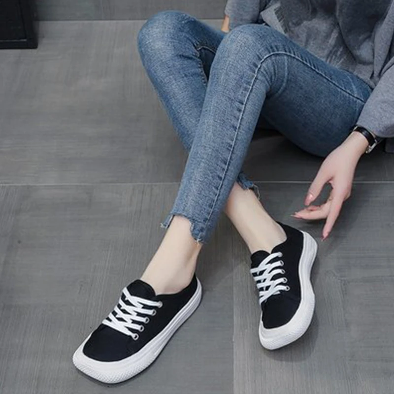 

Woman Shoes Summer New Ugly Cute Canvas Shoes Casual Flats Solid Color Classic Breathable Female Simple Shoes Sneakers