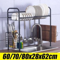 60cm70cm80cm sink dish drainer drying rack shelf stainless steel kitchen cutlery holder 1 tier kitchen storage organizationer