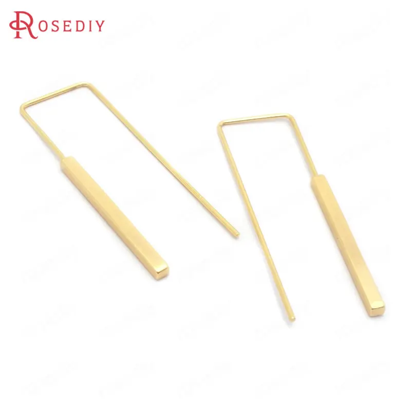 6 шт. латунные прямоугольные длинные серьги-крючки 40 мм 24 кар | Украшения и