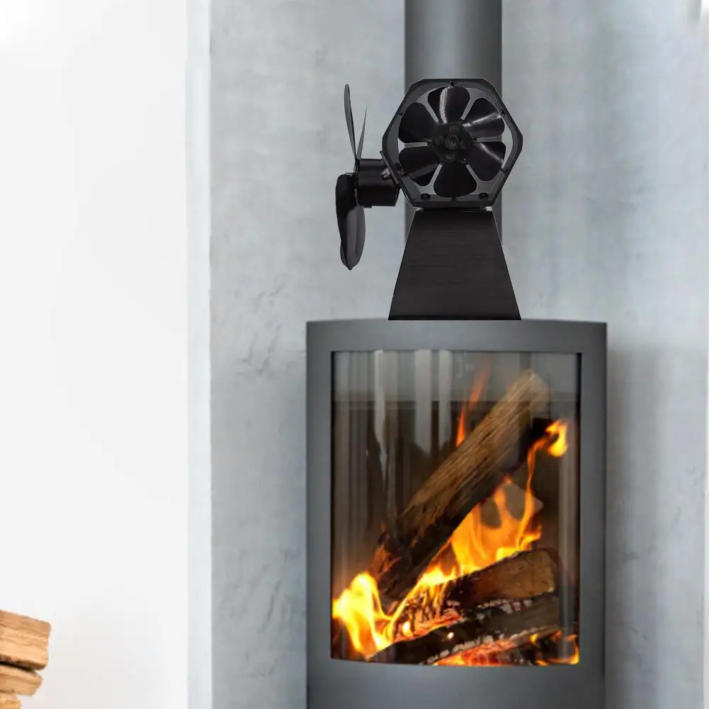 

4 Blades Heat Powered Stove Fan Log Wood Burner Quiet Black Home Fireplace Fan Efficient Heat Distribution