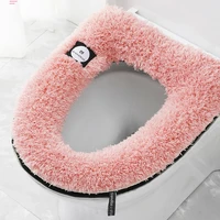 winter warm toilet seat cover thick plush zipper toliet mat bathroom accessories home decoration
