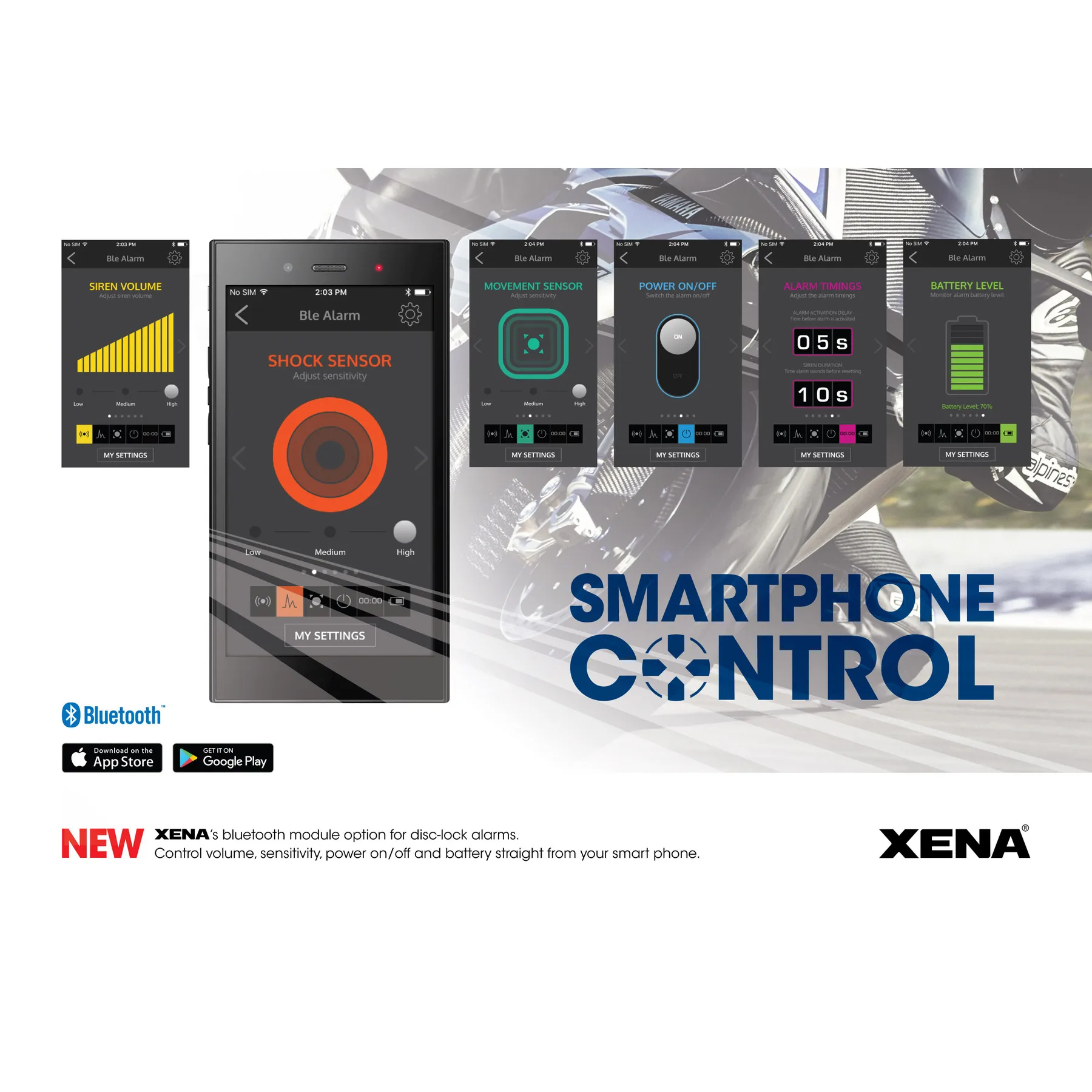 Замок на диск мотоцикла с сиреной Xena XX10 BLE|Защита от кражи| |