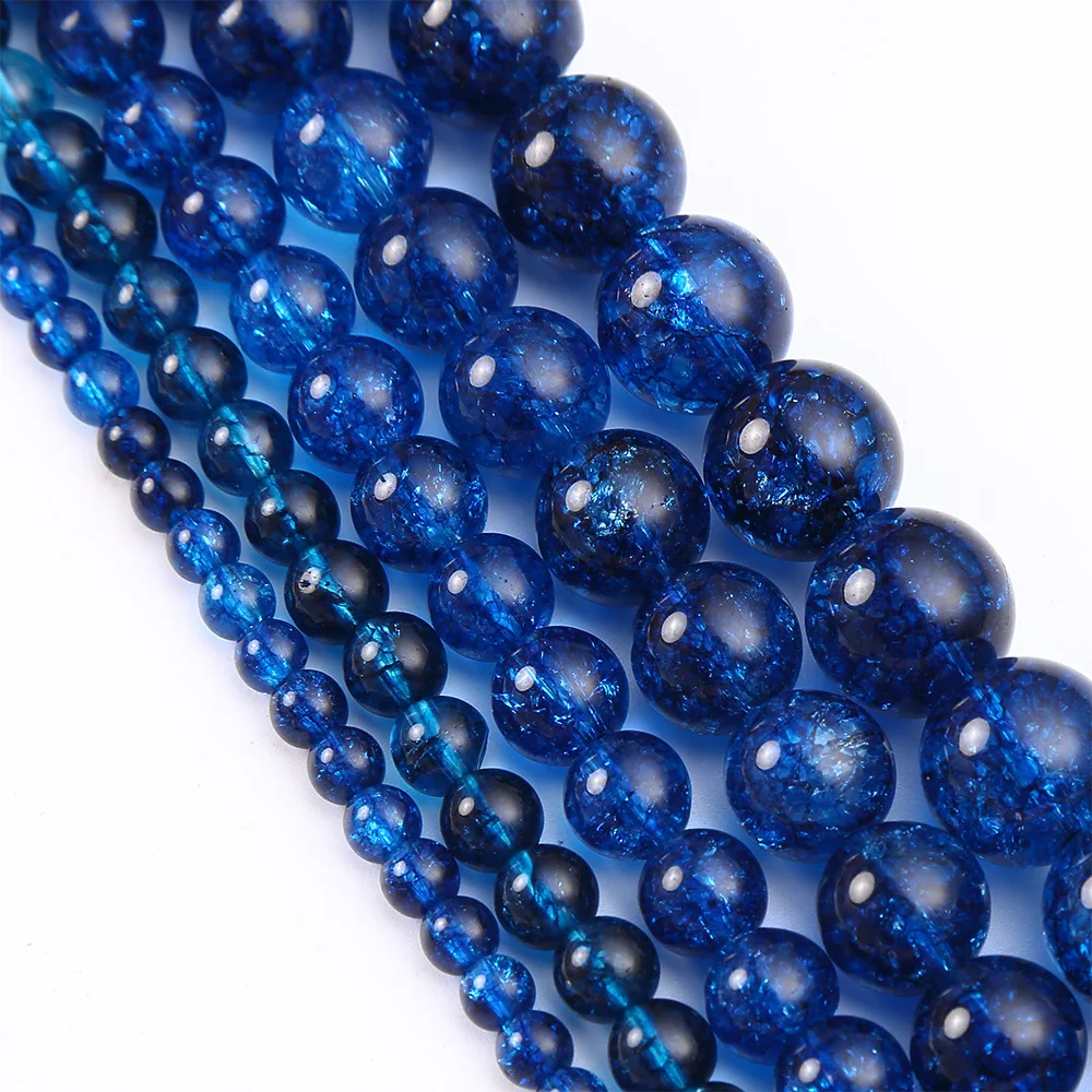 4681012 мм голубой трещины кристалл натуральный камень свободные бусины для