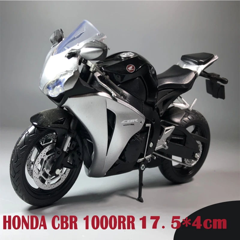 Модель мотоцикла 1:12 HONDA CBR1000RR черная серебристая литая из АБС-пластика модель