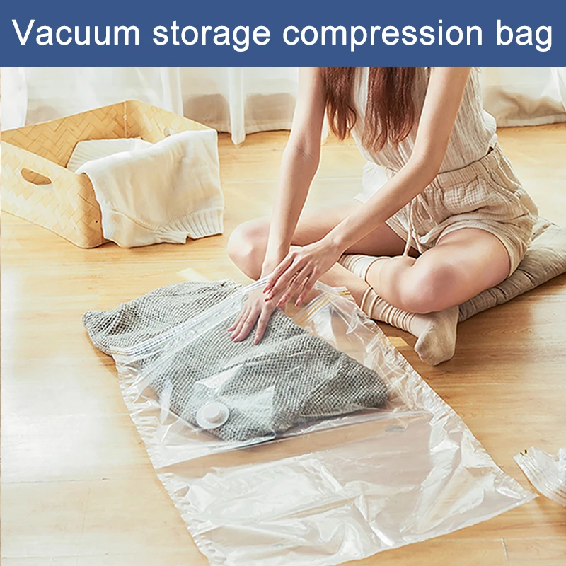 1 pc Hand Rolling Vacuum Compressed Bags Border Foldable Home Clothes Plastic Storage Bag Space Saving Seal | Дом и сад