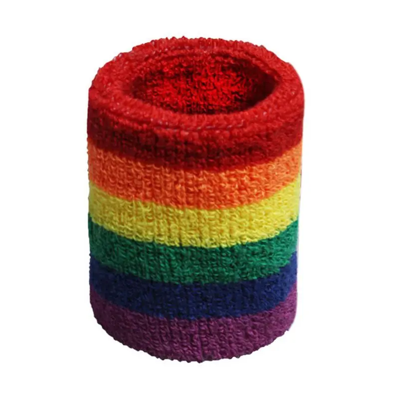 Унисекс спортивные тренировки радужные полосатые повязки на голову полотенце