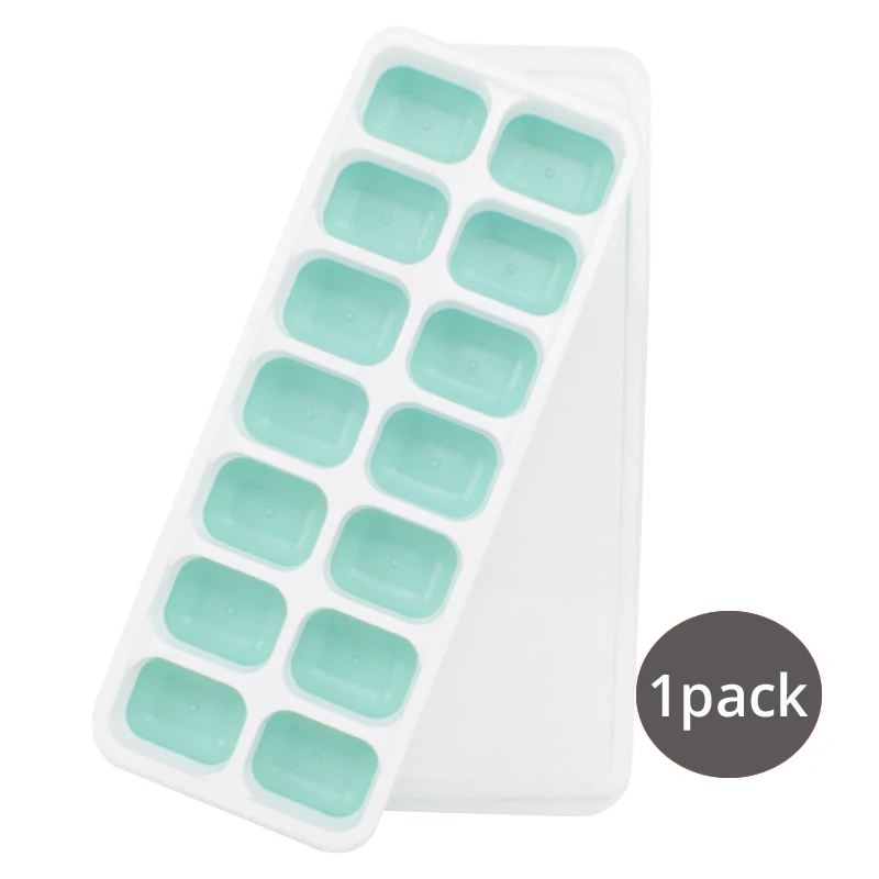 Square Mint Color Лоток для кубиков льда, легко снимаемые и гибкие силиконовые формы с влагостойкой съемной крышкой для изготовления кубиков льда, без бисфенола - Цвет: Square Mint Color