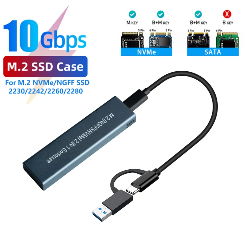 

High Quality M.2 To USB 3.1 SSD Case Dual Protocol M.2 NVME PCIe NGFF SATA M2 SSD Adapter Stable Fast Computer Accessories 2021