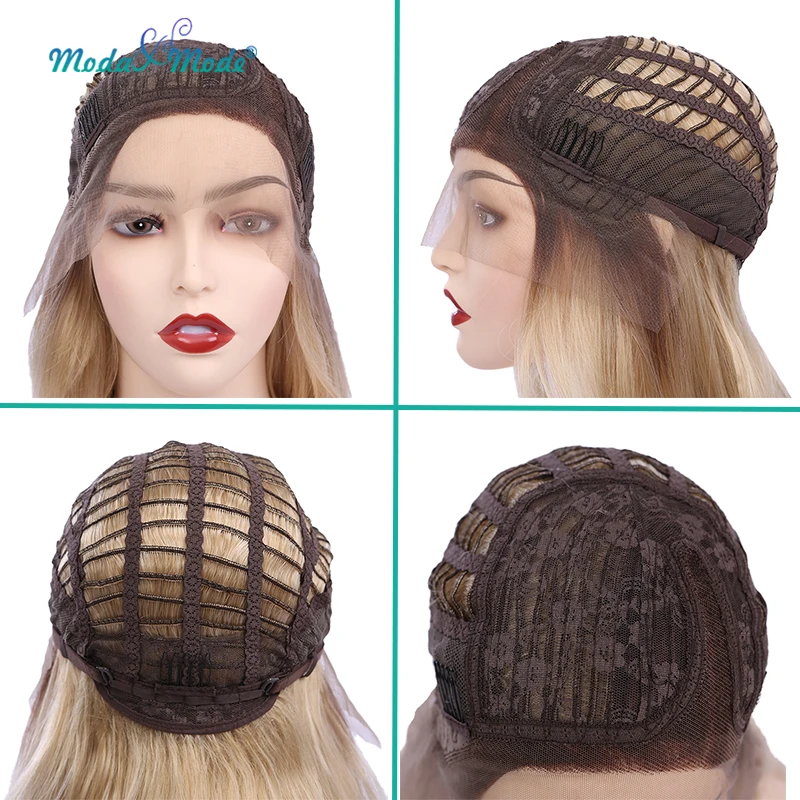

Moda&Made Synthetic Lace Front Wig 22wavy Baby Hair blond ombre Synthetic Wig for women L part natural hair Synthetic Lace Wig