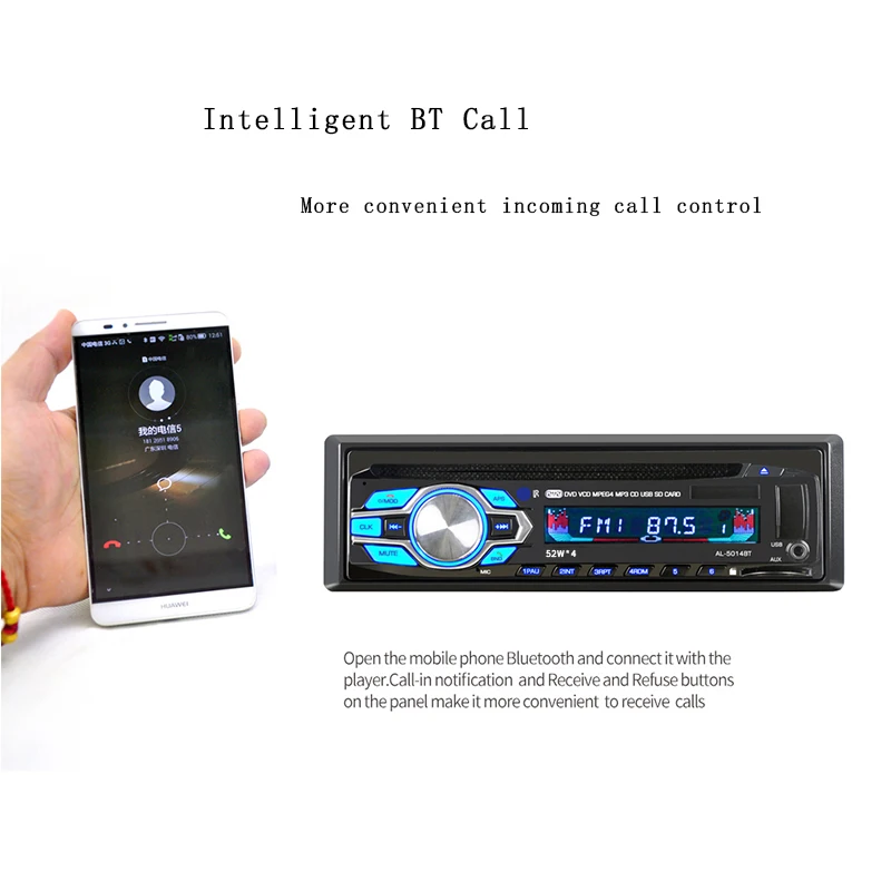 Новое прибытие автомобилей Радио 12 В cd mp3 плеер audio dvd bluetooth ответ повесить телефон usb mp3, cd/dvd/FM автомагнитола радио Беспла