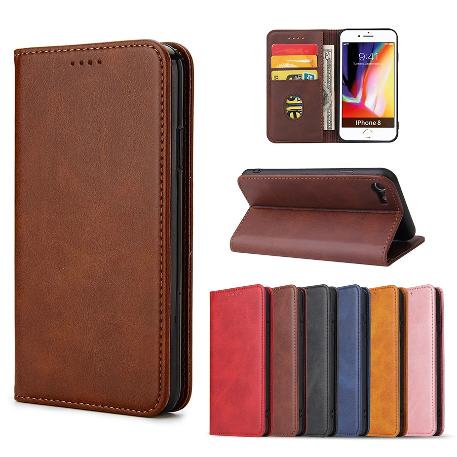 

Leather Magnet Wallet Leather Case For iPhone 14 13 12 11 Pro XS Max Mini XR X SE 8 7 6s Plus Luxury Card Slots Flip Cover Coque