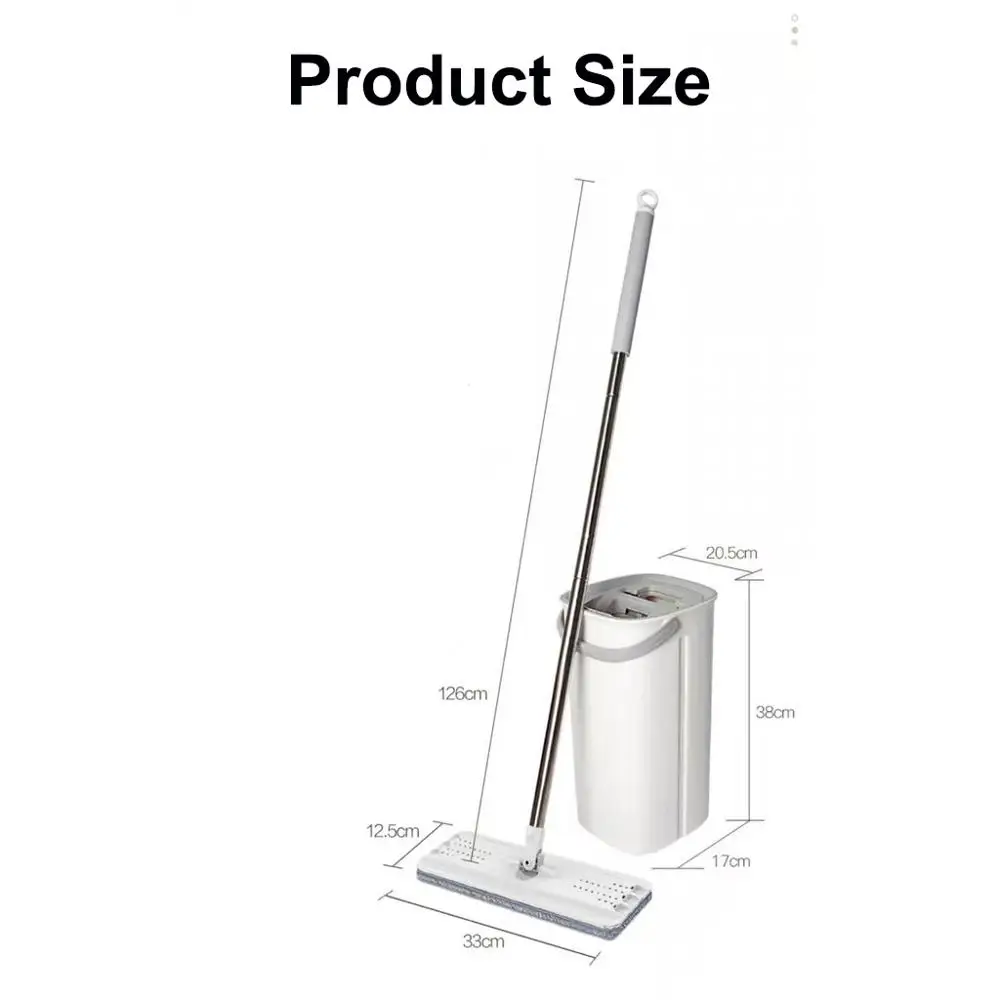 Плоская Швабра Cleanhome с ведром тряпка из микрофибры отжимом без рук для сухой и