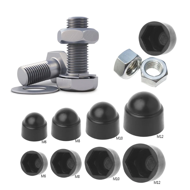 

Screw Cap Covers, 10Pcs M6 M8 M10 M12 Bolt Nut Dome Protection Cap Covers Exposed Hexagon Plastic