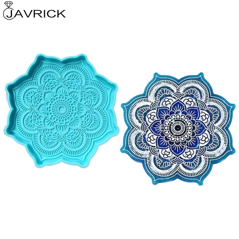 

Mandala Coaster Epoxy Resin Mold Round Tray Cup Mat Casting Silicone Mould DIY Crafts Home Decoration Making Tools