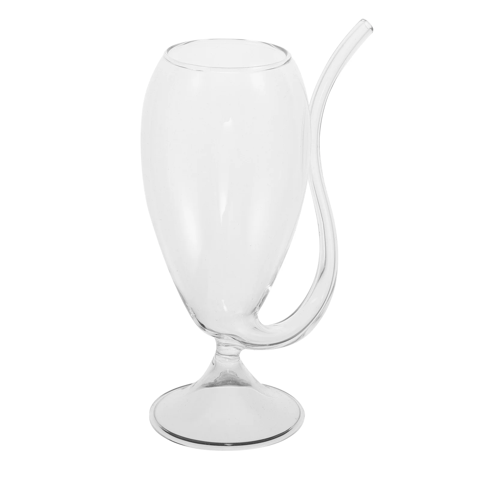 

1pc Red Glass Transparent Beverage Mug with Straw Glass Standing Cup