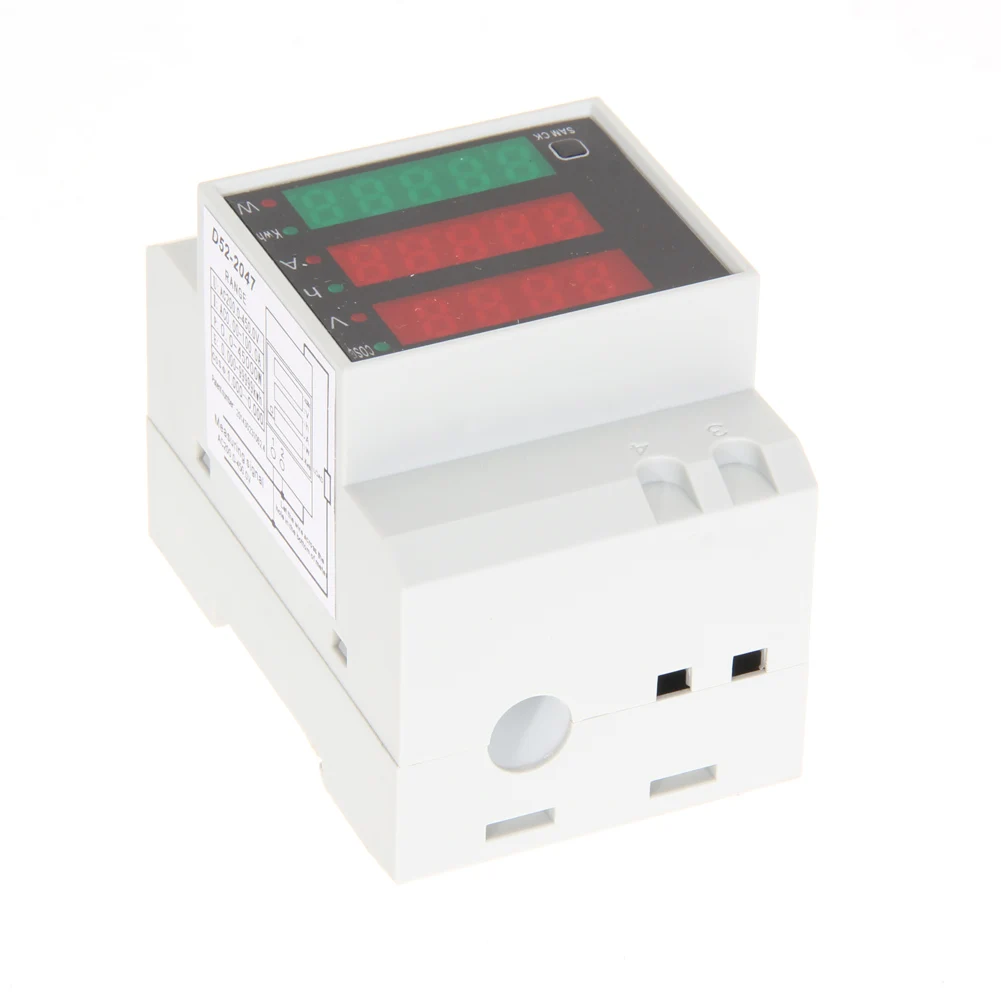 

D52-2047 Din Rail Ammeter Voltmeter Voltage Test Easily Carrying Active Power Factor Time Energy Lightweight Gadgets