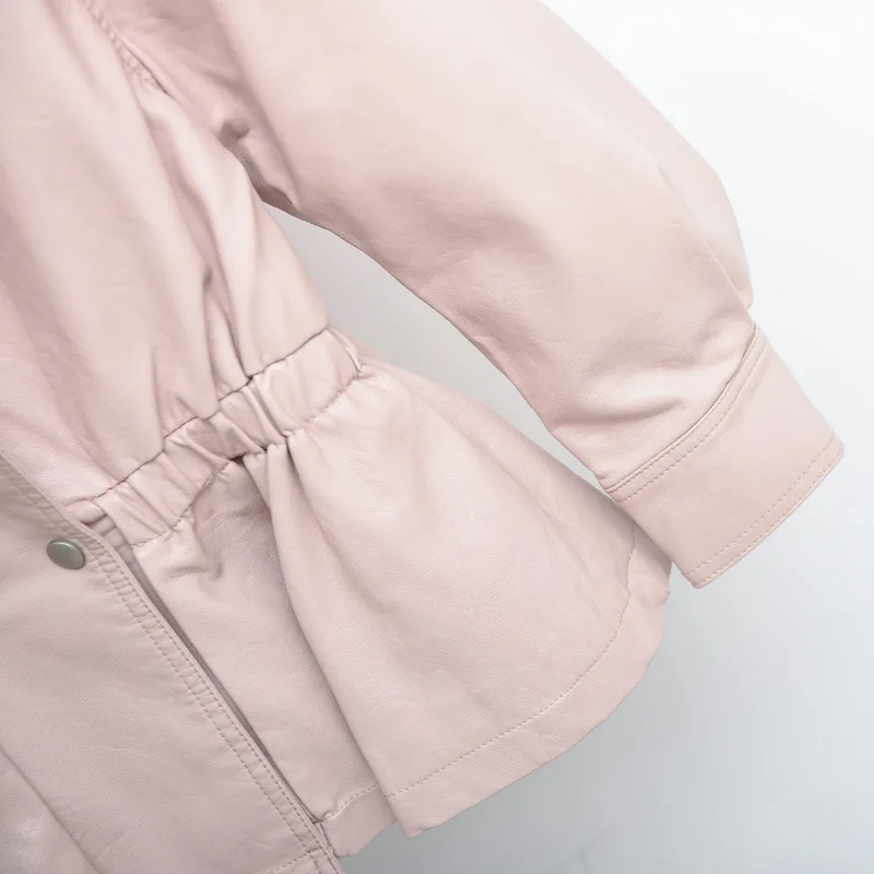 

LANMREM 2021 New Autumn PU leather jacekt for women Lapel Lantern Sleeve Jacket Women Korea Loose Short style Coat Tide YJ632