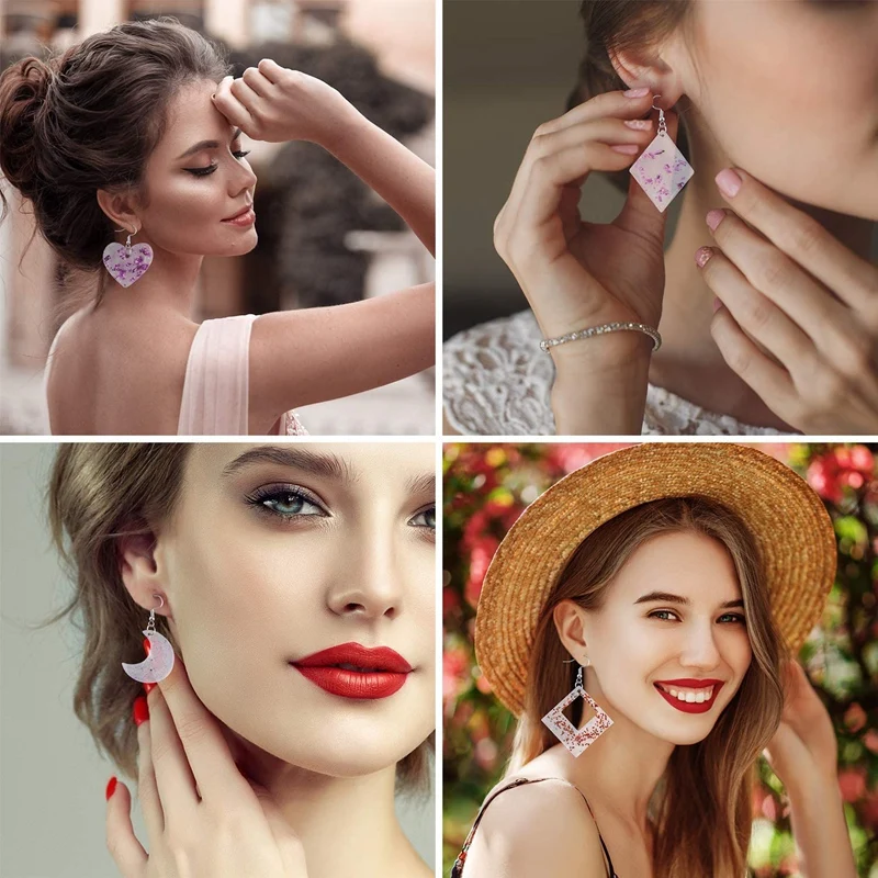 

248Pcs Resin Molds Jewelry Making Kit, Silicone Molds Resin Casting Molds Earring Molds with Hooks, Keychain Pendant