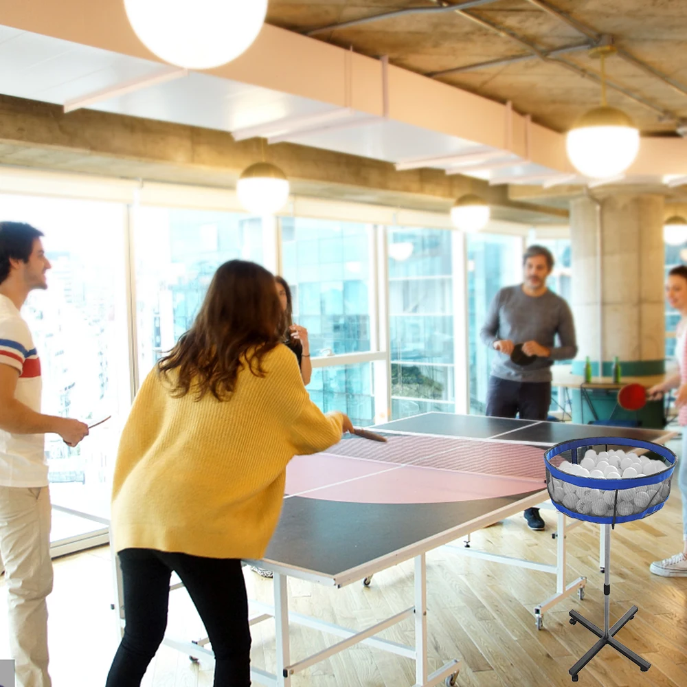 

Professional Movable Multi-Ball Storage Stand with Mesh Case Adjustable Pinpong Ball Collector Equipment