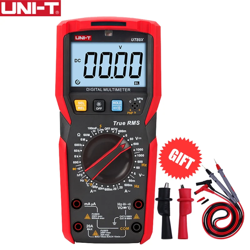 UT89X UNI-T UT89XD Цифровой мультиметр истинный среднеквадратичный Тестер Вольтметр переменного тока постоянного тока Амперметр 1000 В 20A Емкость Сопротивление частоты светодиодный измеритель - Цвет: UT89X