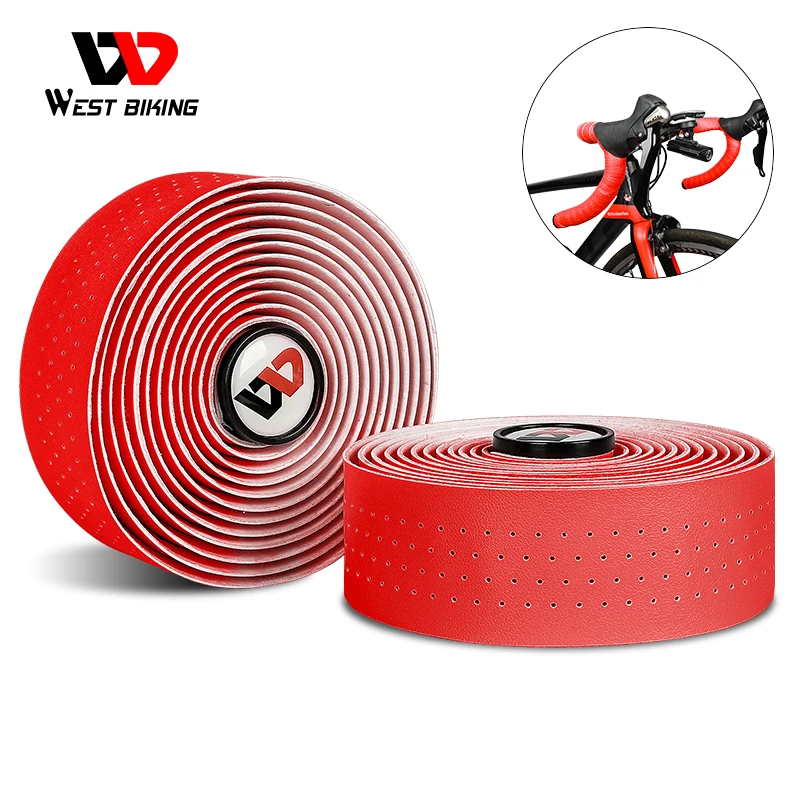 

WEST BIKING Road Bike Handlebar Tape EVA PU Bicycle Handlebar Tape Anti-slip Shock Absorption Cycling Wrap End Plug Accessories