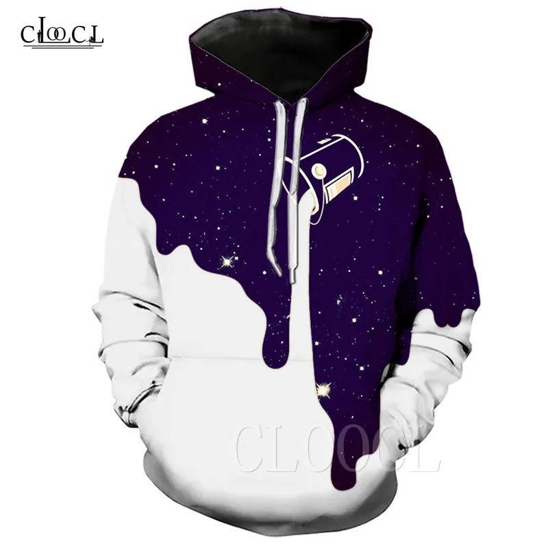 

Fashion Women Men Hoodies Hoody 3D Print Milk Poured Pattern Inverted Milk Long Sleeve O-Neck Sweatshirts Casual Hoodie Pullover