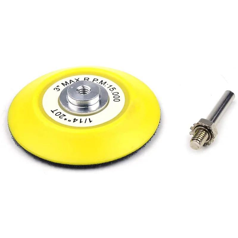 

3 Inch (75mm) Hook and Loop Sanding Pad for Sanding Discs with 6mm Dia Shank Drill Attachment + Buffering Pad(3 Pack)