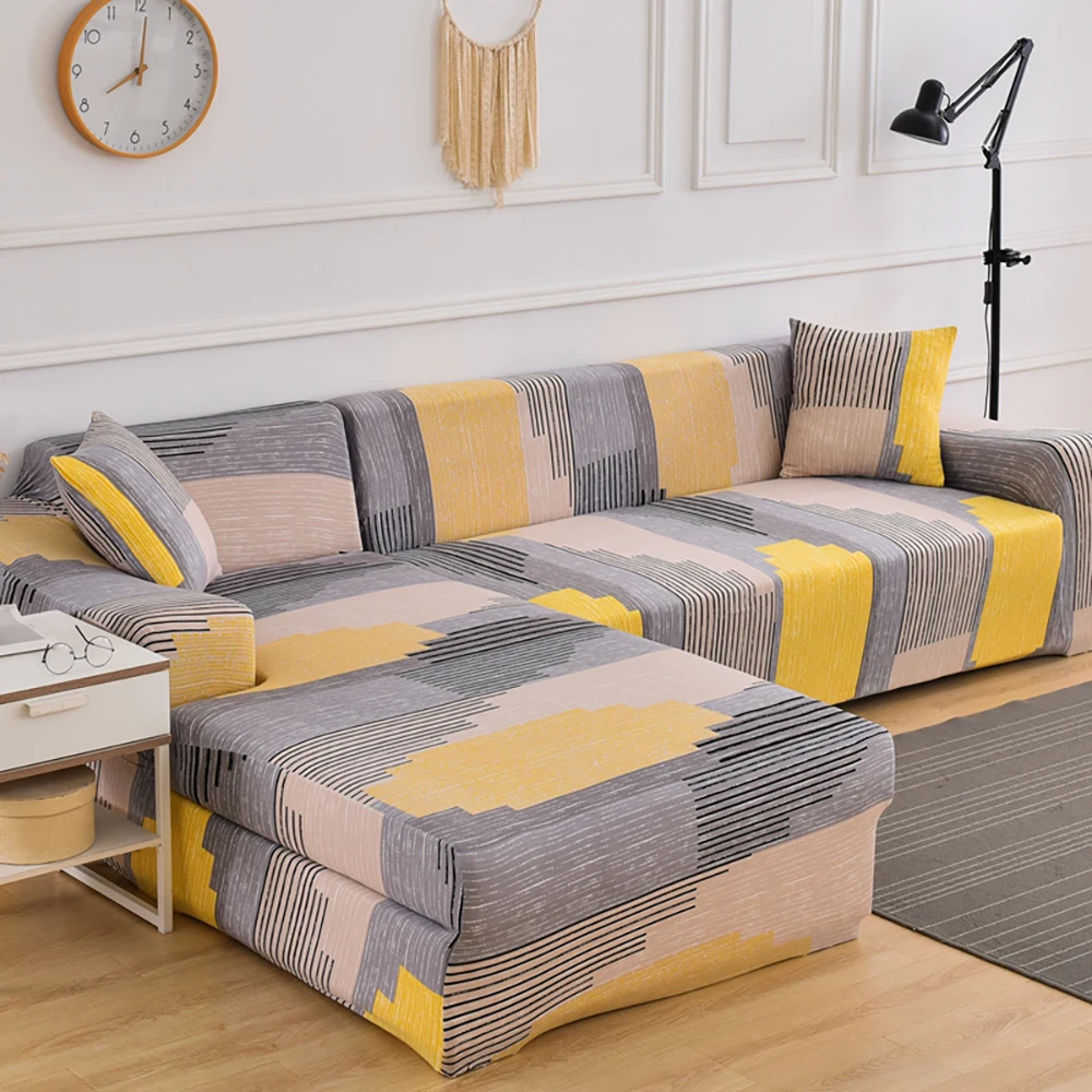 

Elastic Sofa Cover for Living Room Geometric Couch Cover Pets Corner L Shaped Chaise Longue Sofa Slipcover Cushion Cove Home
