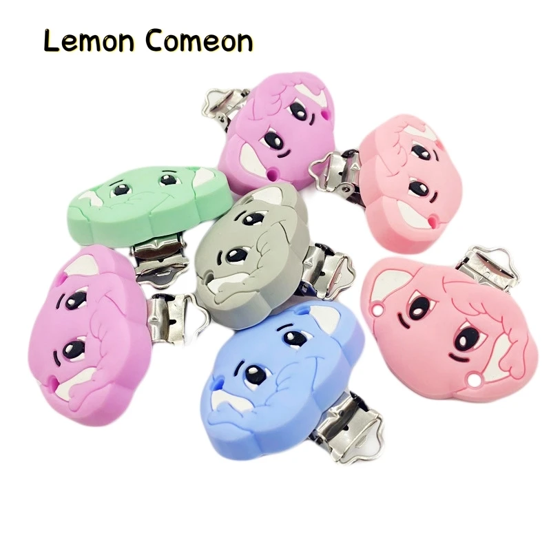 Lemon Comeon 5Pc BPA Free Silicone Elephant Dummy Pacifier Clip DIY Baby Nipple Appease Pacifier Chain Accessories Teething Gift