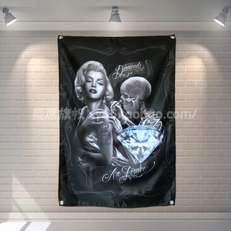 

Баннер с изображением черепа флаг татуировка, для сексуальной леди, красоты и искусства, украшение для дома, подвесной флаг