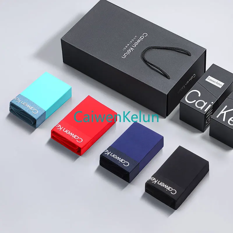 Men's Breathable Underwear Briefs Ice Silk Seamless Ultra-thin Breathable Antibacterial Trend Boxer Shorts New 4 Pcs Gift Box