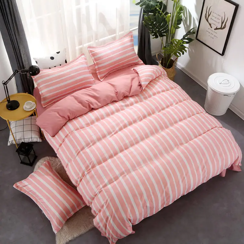 

Комплект постельного белья 2TJ-61013, в розовую полоску, 4 шт., для девочки, мальчика, ребёнка, пододеяльник, простыня и наволочки