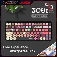 nacodex ajazz 308i bluetooth wireless keyboard 84 keys round keycaps portable bluetooth keyboard for ipad notebook laptop tablet