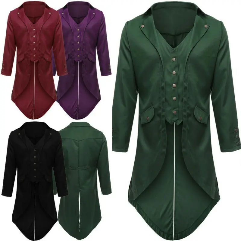 Мужское винтажное пальто в стиле стимпанк длинное готическом для смокинга