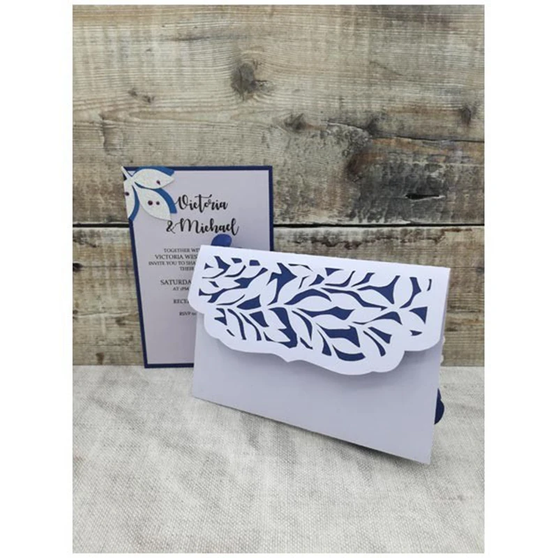 Открывающийся конверт с узором листьев + металлические высекальные штампы для