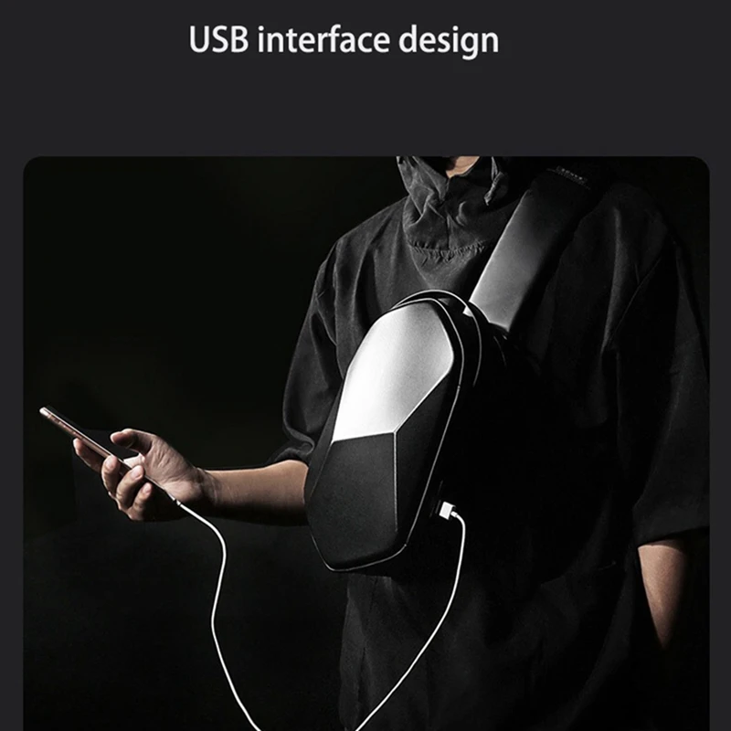 

Men's Oxford Messenger Bag Multifunctional Waterproof Sports Shoulder Bag Technology Chest Bag USB Charging