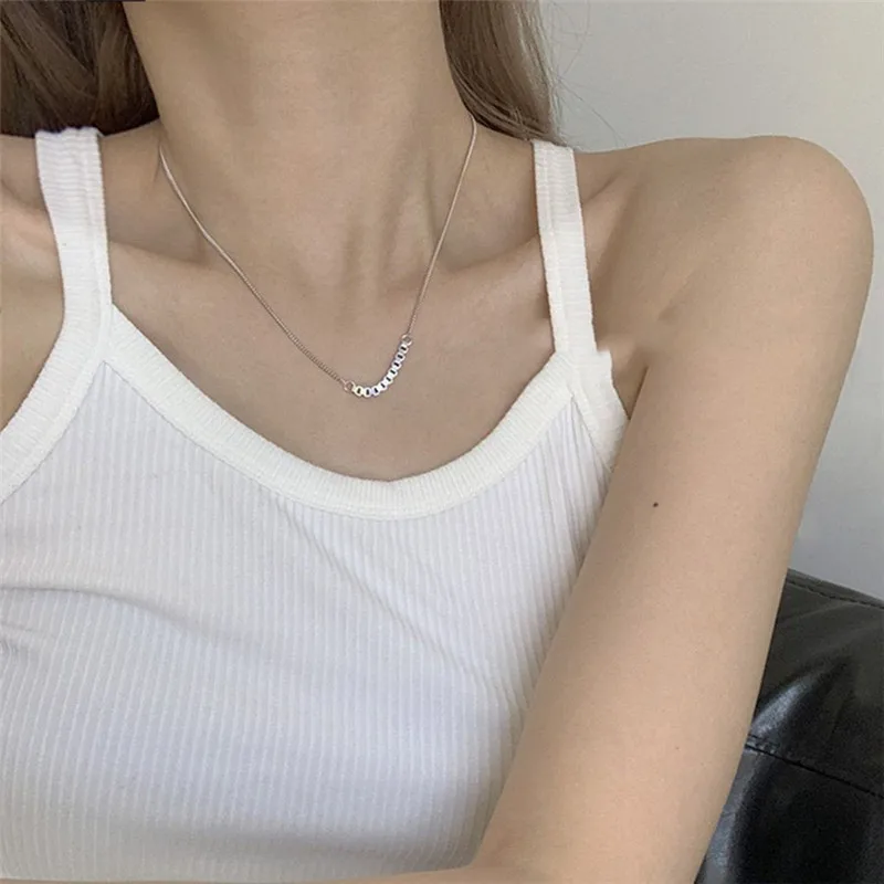 

MEYRROYU 925 Sterling Silver Necklace Korean Version Fashion Trendy Thin Sexy Clavicle Chain Necklace Lady Jewelry Gift