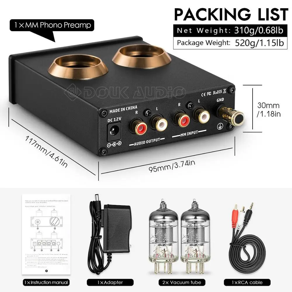 Douk аудио мини HiFi мм Phono сценический поворотный усилитель стерео аудио вакуумный прибор, предусилитель