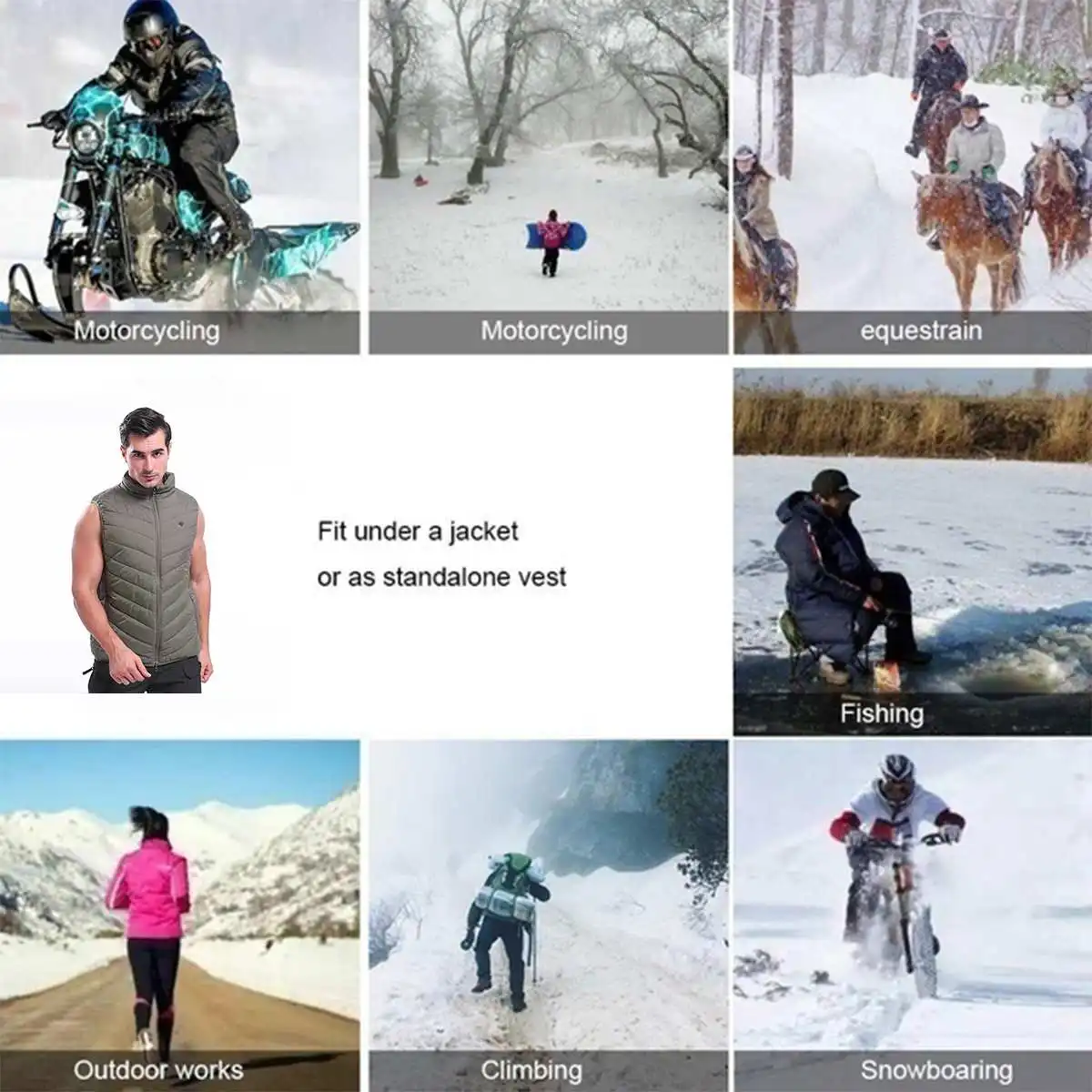 

Outdoor Heating Vest Hiking Clothing USB Charging Intelligent Three-speed Temp Control Electric Heated Vest Heating cloth