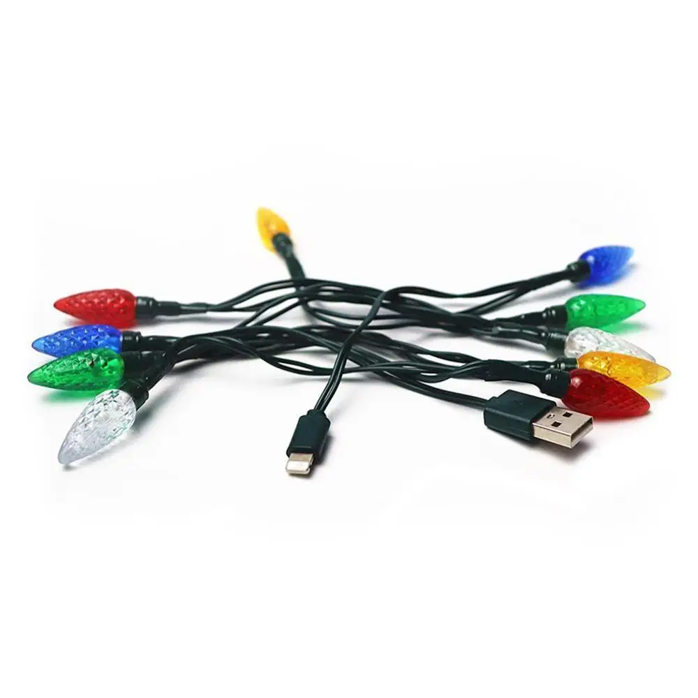 Многоцветный Счастливого Рождества светильник Led Usb кабель зарядное устройство светильник ing шнур для HUAWEI Xiaomi для iPhone - Цвет: Многоцветный