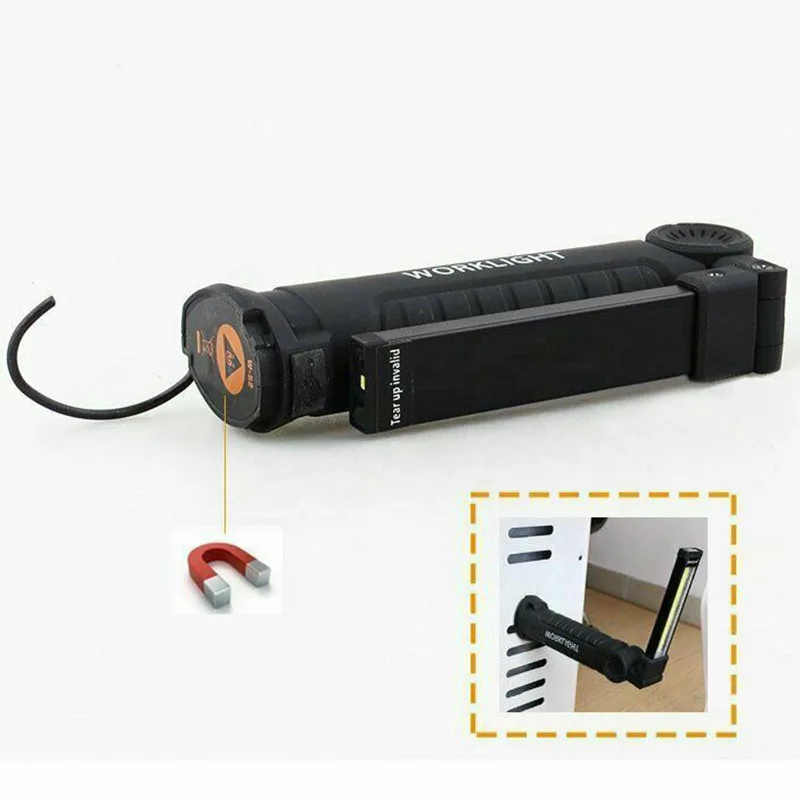 

Folding Rechargeable COB LED Slim Car Work Light Bright Handheld Repair Flashlight Inspection Lamp with Magnetic