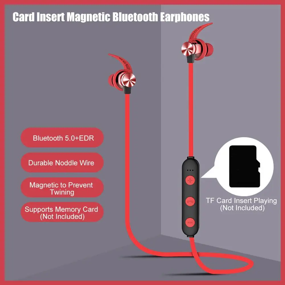 

XT22 In-ear Neckband Mic TF Card Support Magnetic Ear Tips Bluetooth-compatible Earphones