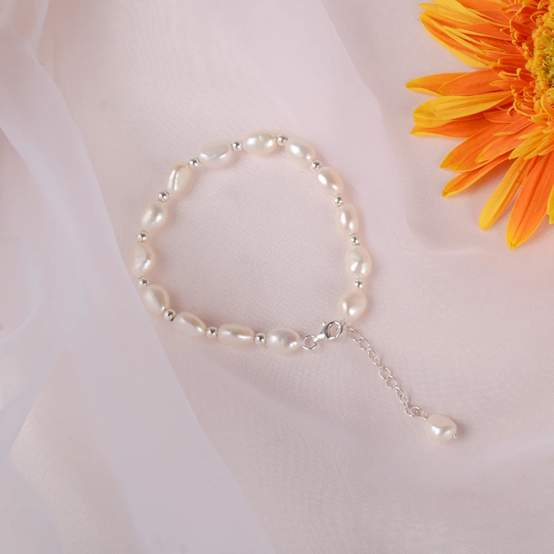 Женский браслет с жемчужными подвесками ASHIQI ювелирное изделие из стерлингового