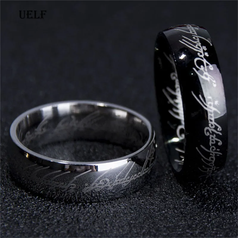 Мужское кольцо из нержавеющей стали Uelf золотистое/серебристое/черное Властелина