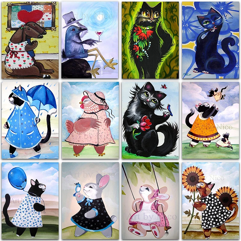 

5D DIY Diamond Painting Kit animals Cat rabbit Full Square&Round Diamond embroidery Cross stitch Diamond mosaic home decor Art
