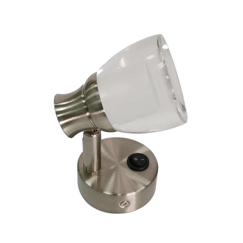 Nickel plating 12V алюминиевый хромированный кнопочный переключатель светодиодный свет для чтения Белый регулируемый настенный светильник для кровати лодки - Цвет: Nickel plating