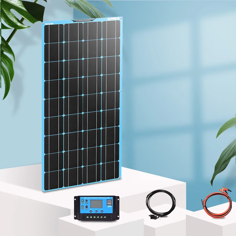 Harga Kit Panel Surya Fleksibel 18V 120W Pengisi Daya Baterai Lengkap 12V/24V Arbiico Untuk Mobil Rumah Tangga Perahu Kapal Pesiar