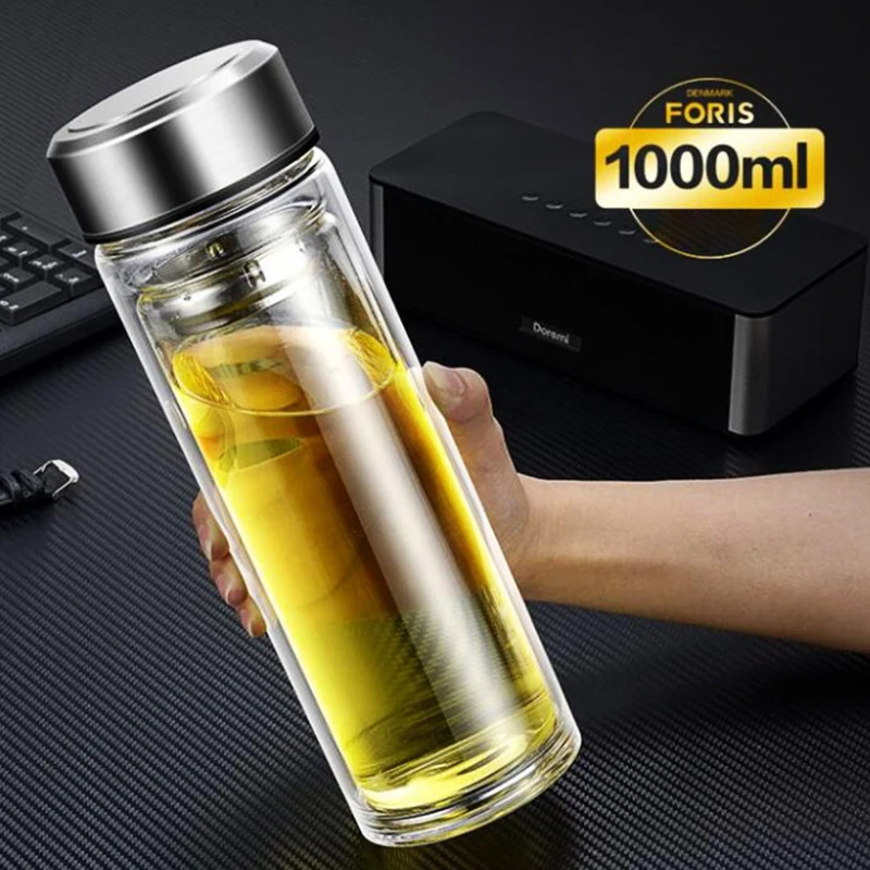 

Leakproof Tea Bottle with Infuser Stainless Steel Double Walled Portable Drinking Lemon Water Cup Container for CarTravel
